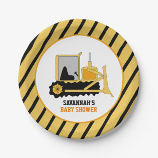 Assiettes En Carton Plaque de papier Baby shower Bulldozer de construc