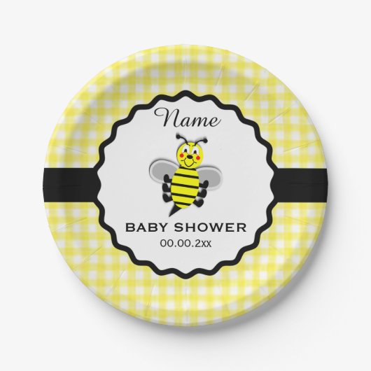 Assiettes En Carton Plaque de papier Baby shower Bumble Bee (Devant)