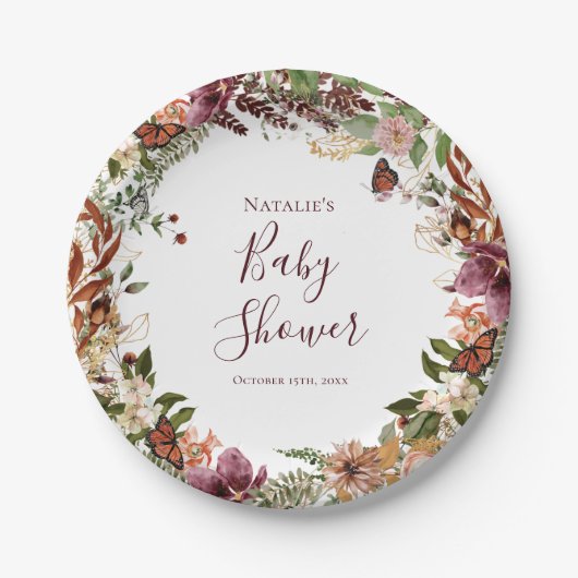 Assiettes En Carton Plaque de papier Baby shower d'automne (Devant)