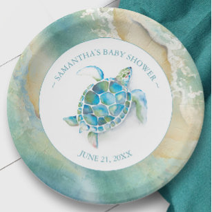 Assiettes En Carton Plaque de papier Baby shower de tortue de mer