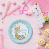 Assiettes En Carton Plaque de papier Baby shower en Giraffe Bleue (Fête)