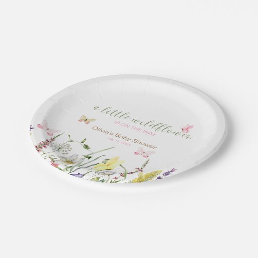 Assiettes En Carton Plaque de papier Baby shower fleur sauvage aquarel (Angle)