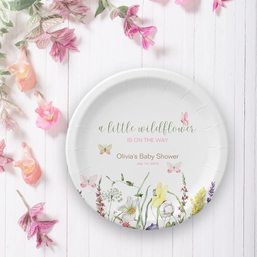 Assiettes En Carton Plaque de papier Baby shower fleur sauvage aquarel