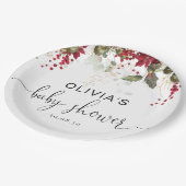 Assiettes En Carton Plaque de papier Baby shower rouge Noël Poinsettia (Angle)