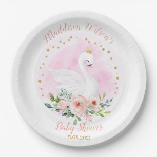 Assiettes En Carton  Plaque de papier Baby shower Swan Princess