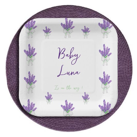 Assiettes En Carton Plaque de papier Baby shower violet lavande
