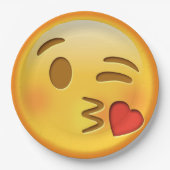 Assiettes En Carton Plaque de papier baiser émoji drôle (Devant)