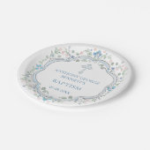 Assiettes En Carton Plaque de papier Baptême Croix Bleue Florale (Angle)