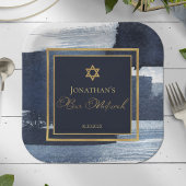 Assiettes En Carton Plaque de papier Bar Mitzvah | Aquarelle bleu Abst
