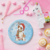 Assiettes En Carton Plaque de papier Basenji de Noël (Fête)