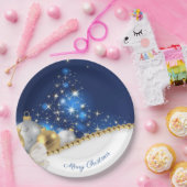 Assiettes En Carton Plaque de papier blanc bleu Noël (Fête)