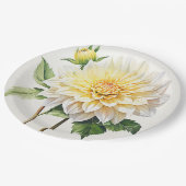 Assiettes En Carton Plaque de papier blanc dahlia (Angle)
