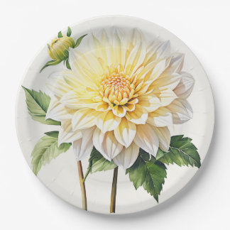 Assiettes En Carton Plaque de papier blanc dahlia