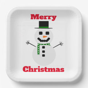 Assiettes En Carton Plaque de papier blanc Frosty Joyeux Noël