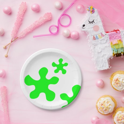 Assiettes En Carton plaque de papier blanc mince vert néon (Fête)