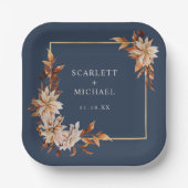 Assiettes En Carton Plaque de papier bleu de la marine (Recto)