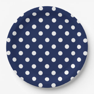 Assiettes En Carton Plaque de papier bleu et blanc Pois de la Marine
