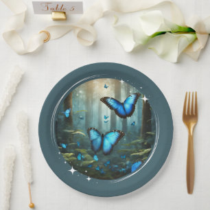 Assiettes En Carton Plaque de papier bleu Morpho
