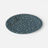 Assiettes En Carton Plaque de papier bleu Motif Galaxy Gold Stars (Angle)