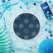 Assiettes En Carton Plaque de papier bleu Motif Silver Snowflakes (Fête)