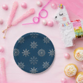 Assiettes En Carton Plaque de papier bleu Motif Silver Snowflakes (Fête)
