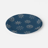 Assiettes En Carton Plaque de papier bleu Motif Silver Snowflakes (Angle)