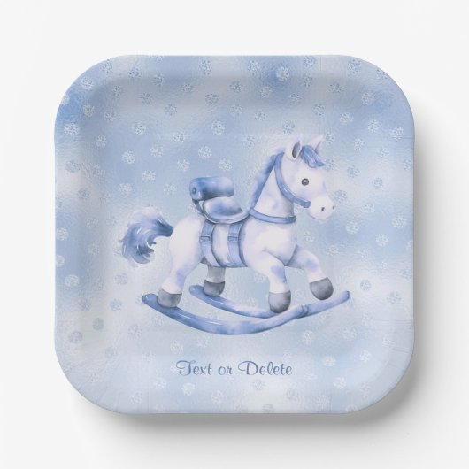 Assiettes En Carton Plaque de papier bleu Rocking Horse (Recto)