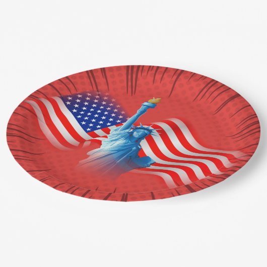 Assiettes En Carton Plaque de papier bleu rouge (Angle)