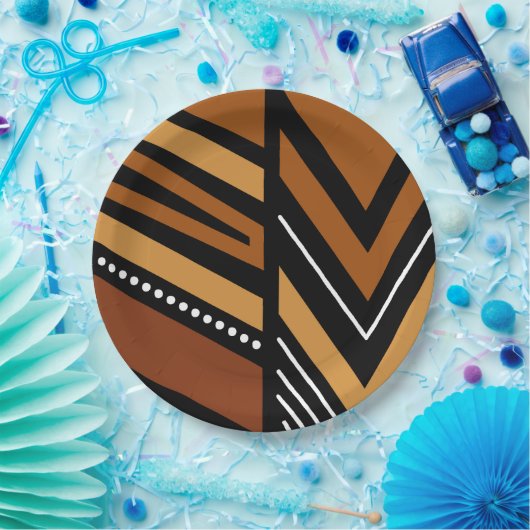 Assiettes En Carton Plaque de papier Bogolan africain (Fête)