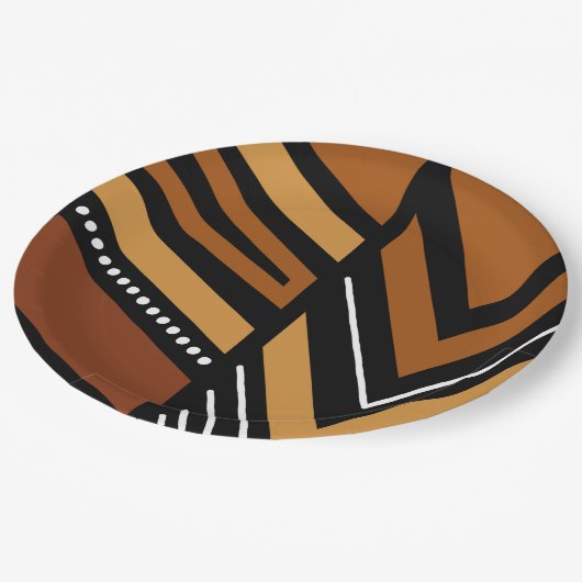 Assiettes En Carton Plaque de papier Bogolan africain (Angle)