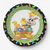 Assiettes En Carton Plaque de papier Bunny de Pâques (Devant)