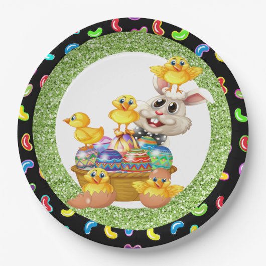 Assiettes En Carton Plaque de papier Bunny de Pâques (Devant)