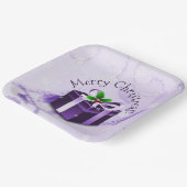 Assiettes En Carton Plaque de papier cadeau de Noël pourpre (Angulaire)