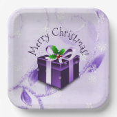 Assiettes En Carton Plaque de papier cadeau de Noël pourpre (Recto)