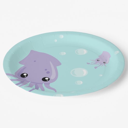 Assiettes En Carton Plaque de papier calamar (Angle)