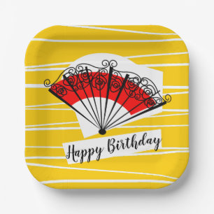 Assiettes En Carton Plaque de papier carré espagnol Fan Birthday
