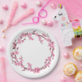 ASSIETTES EN CARTON PLAQUE DE PAPIER : CHERRY BLOSSOM WREATT (Fête)