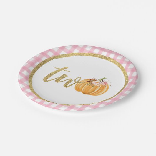 Assiettes En Carton Plaque de papier Citrouille 2e anniversaire - Plat (Angle)