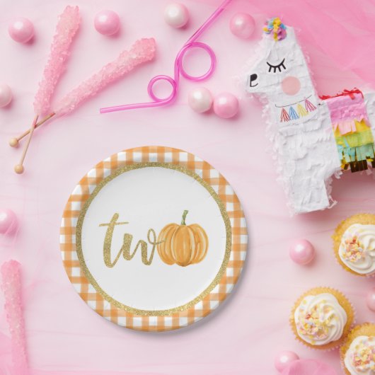Assiettes En Carton Plaque de papier Citrouille 2e anniversaire - Plat (Fête)