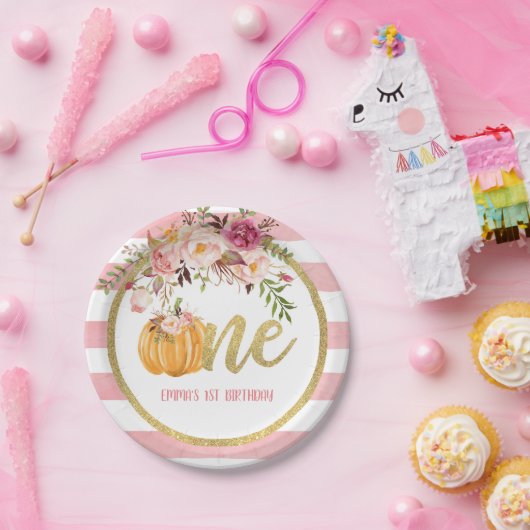 Assiettes En Carton Plaque de papier Citrouille d'anniversaire - Flora (Fête)