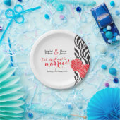 Assiettes En Carton Plaque de papier couché noir blanc rouge mariage (Fête)