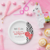 Assiettes En Carton Plaque de papier couché noir blanc rouge mariage (Fête)