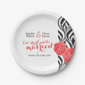 Assiettes En Carton Plaque de papier couché noir blanc rouge mariage (Devant)