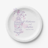 Assiettes En Carton Plaque de papier couché rose pour oiseaux mariages (Devant)
