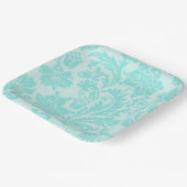 Assiettes En Carton Plaque de papier damassé turquoise (Angulaire)