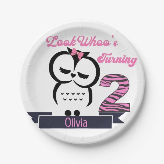 Assiettes En Carton Plaque de papier d'anniversaire de la chouette (Devant)