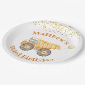 Assiettes En Carton Plaque de papier d'anniversaire du camion de const (Angle)