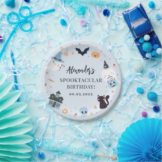 Assiettes En Carton Plaque de papier d'anniversaire Éffrayant bleu (Fête)