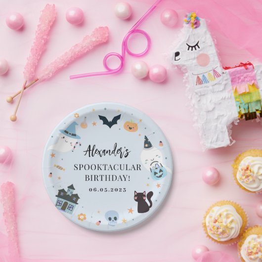 Assiettes En Carton Plaque de papier d'anniversaire Éffrayant bleu (Fête)