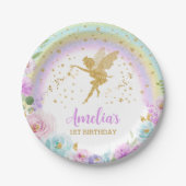 Assiettes En Carton Plaque de papier d'anniversaire fée magique arc-en (Devant)